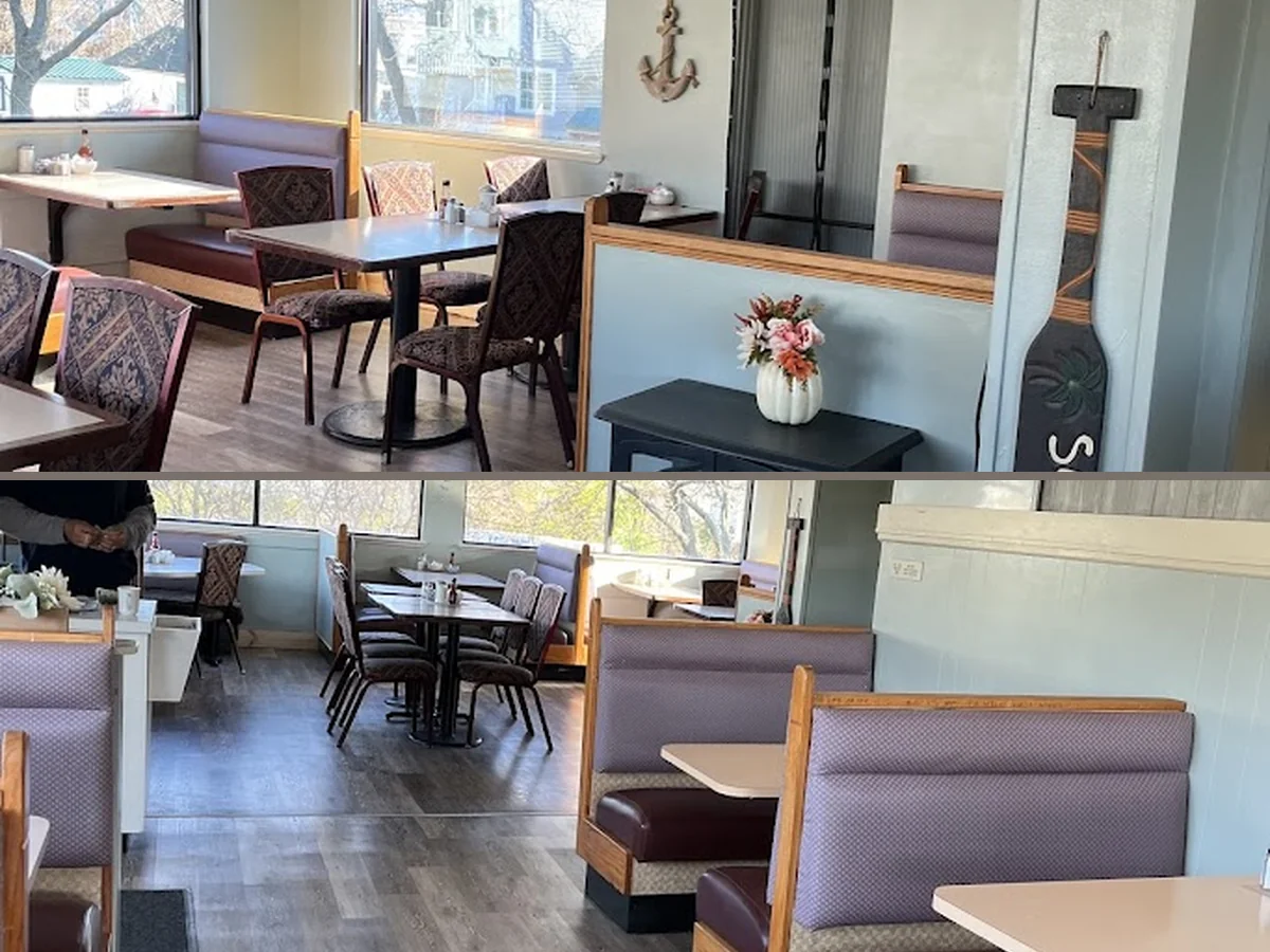Family restaurant interior with table service.