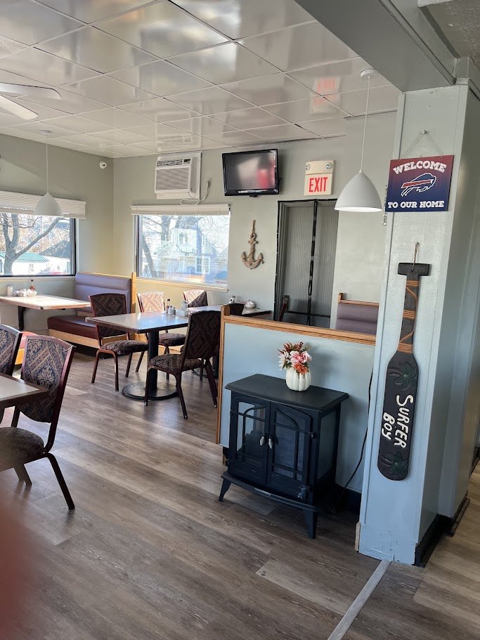 Family restaurant interior with table service.