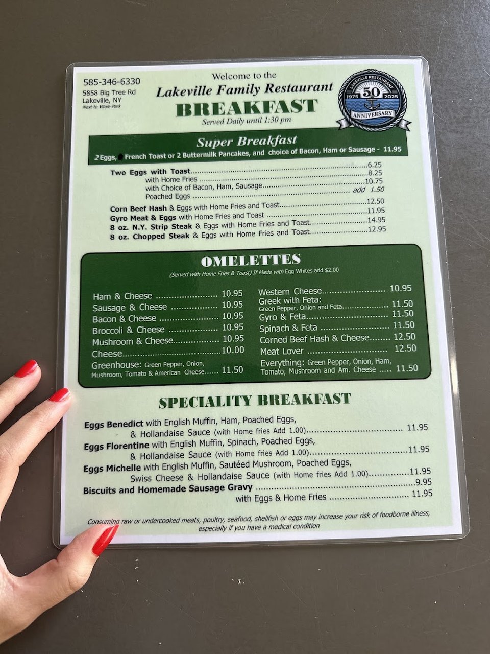 Restaurant menu with soups and kids' items.
